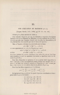 Sur l'&eacute;quation en matrices px=xq