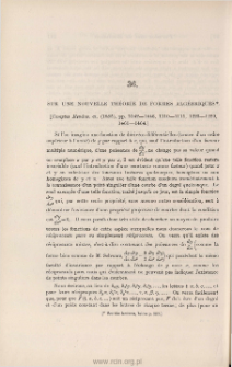Sur une nouvelle th&eacute;orie de formes alg&eacute;briques