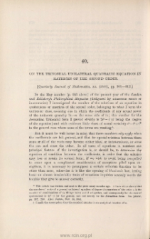 On the trinomial unilateral quadratic equation in matrices of the second order
