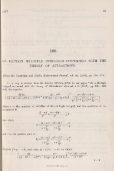 On certain Multiple Integrals connected with the Theory of Attractions