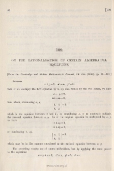 On the Rationalisation of certain Algebraical Equations