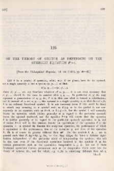 On the Theory of Groups as depending on the Symbolical Equation 0n=1