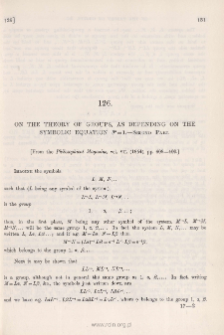 On the theory of Groups as depending on the Symbolical Equation 0n=1. Second Part