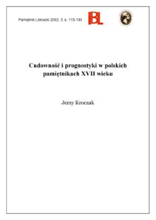 Cudowność i prognostyki w polskich pamiętnikach XVII wieku