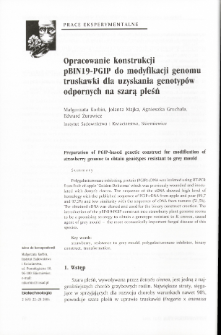 Opracowanie konstrukcji pBIN19-PGIP do modyfikac|i genomu truskawki dla uzyskania genotypów odpornych na szarą pleśń