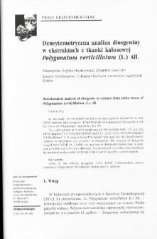Densytometryczna analiza diosgeniny w ekstraktach z tkanki kalusowej Polygonatum verticillatum (L.) Ali.