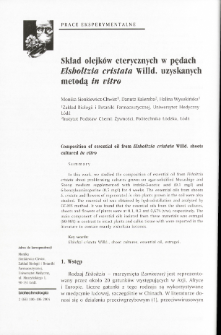 Skład olejków eterycznych w pędach Ehholtzta cristata Willd. uzyskanych metodą in vitro