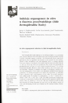 Indukcja organogenezy in vitro u ślazowca pensylwańskiego (Sida hermaphrodita Rusby)