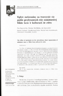 The effect of melatonin on the adventitious shoot regeneration of miniature rose cv. White Gem cultured in vitro