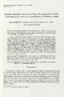 Genetic variability of roe deer Capreolus capreolus in Italy: electrophoretic survey on populations of different origin