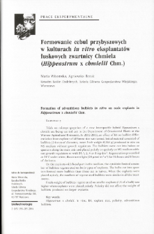 Formowanie cebul przybyszowych w kulturach in vitro eksplantatów łuskowych zwartnicy Chmielą (Hippeastrum x chmielu Chm.)