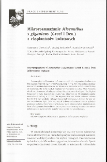 Micropropagation of Miscanthus x giganteus (Greef & Deu.) from inflorescence explants