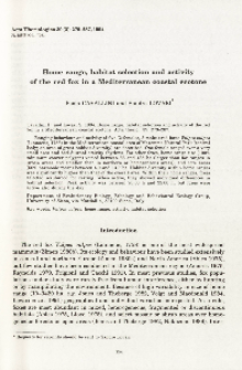 Home range, habitat selection and activity of the red fox in a Mediterranean coastal ecotone