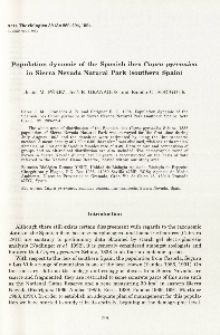 Population dynamic of the Spanish ibex Capra pyrenaica in Sierra Nevada Natural Park (southern Spain)
