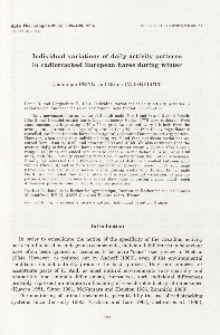 Studies on the European hare. 51. Individual variations of daily activity patterns in radiotracked European hares during winter
