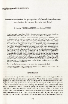 Seasonal variation in group size of Cantabrian chamois in relation to escape terrain and food