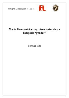 Maria Komornicka : zagrożone autorstwo a kategria "gender"