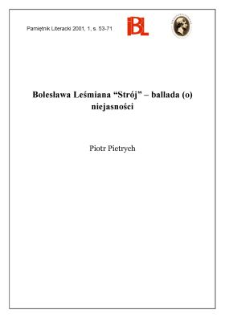 Bolesława Leśmiana "Strój" - ballada (o) niejasności