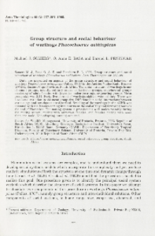 Group structure and social behaviour of warthogs Phacochoerus aethiopicus