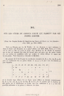 Sur les cones du second ordre qui passent par six points donnes