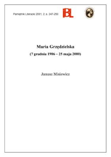 Maria Grzędzielska (7 grudnia 1906 - 25 maja 2000)