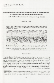 Comparison of population characteristics of three species of shrews and the shrew-mole in habitats with different amounts of coarse woody debris