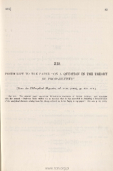 Postscript to the paper, On a question in the Theory of Probabilities