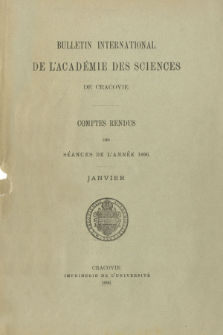 Bulletin International de L' Acad&eacute;mie des Sciences de Cracovie : comptes rendus