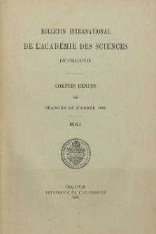 Bulletin International de L' Acad&eacute;mie des Sciences de Cracovie : comptes rendus