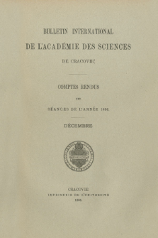 Bulletin International de L' Acad&eacute;mie des Sciences de Cracovie : comptes rendus