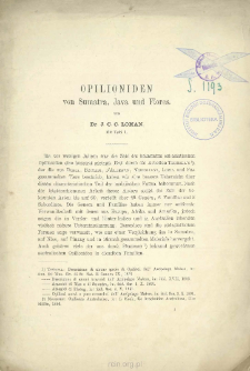 Opilioniden von Sumatra, Java und Flores