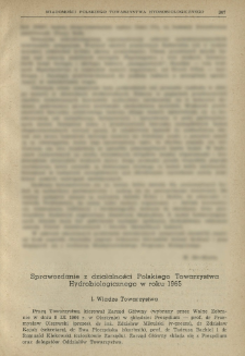 Sprawozdanie z działalności Polskiego Towarzystwa Hydrobiologicznego w roku 1965