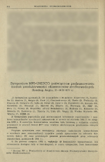 Sympozjum MPB-UNESCO poświęcone podsumowaniu badań produktywności ekosystemów słodkowodnych (Reading, Anglia, 12-18 IX 1972 r.)