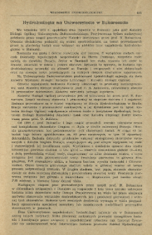 Hydrobiologia na Uniwersytecie w Bukareszcie