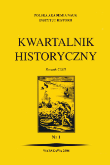 Kwartalnik Historyczny R. 113 nr 1 (2006), Strony tytułowe, spis treści