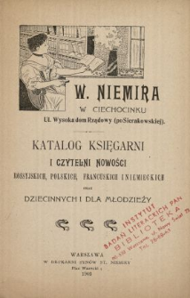 Katalog księgarni i czytelni nowości Rossyjskich, Polskich, Francuskich i Niemieckich oraz dziecinnych i dla młodzieży