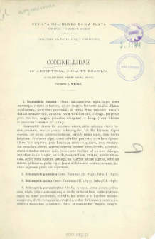 Coccinellidae in Argentinia, Chili et Brasilia: E collectione domini Caroli Bruchi