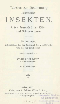Tabellen zur Bestimmung einheimischer Insekten. Bd. 1 : Mit Ausschlu&beta; der K&auml;fer und Schmetterlinge