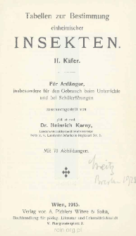 Tabellen zur Bestimmung einheimischer Insekten. Bd. 2 : K&auml;fer