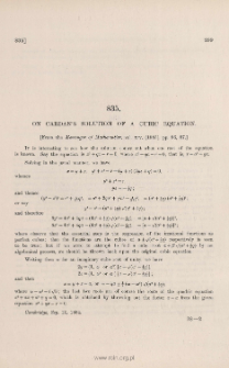 On Cardan's solution of a cubic equation