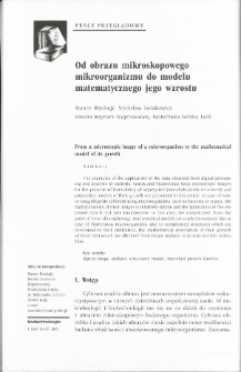 From a microscopic image of a microorganism to the mathematical model of its growth