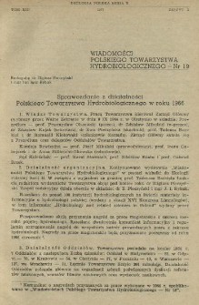 Sprawozdanie z działalności Polskiego Towarzystwa Hydrobiologicznego w roku 1966