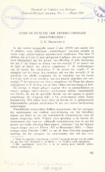 Over de functie der arterio-veneuze anastomosen