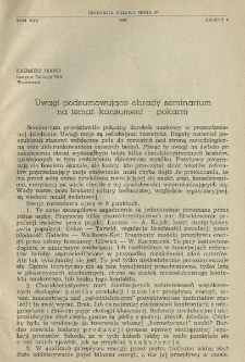 Uwagi podsumowujące obrady seminarium na temat konsument - pokarm