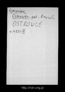Ostrowce. Files of Gostynin district in the Middle Ages. Files of Historico-Geographical Dictionary of Masovia in the Middle Ages