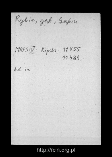 Rybie. Files of Gostynin district in the Middle Ages. Files of Historico-Geographical Dictionary of Masovia in the Middle Ages
