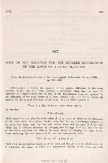 Note on the equation for the squared differences of the roots of a cubic equation