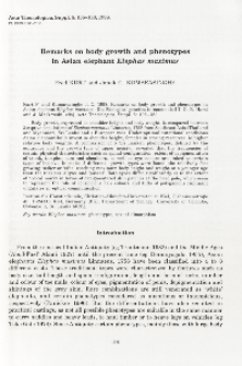 Remarks on body growth and phenotypes in Asian elephant Elephas maximus