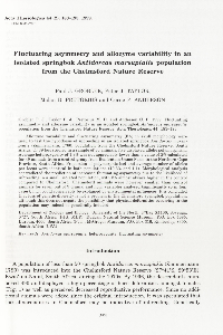 Fluctuating asymmetry and allozyme variability in an isolated springbok Antidorcas marsupialis population from the Chelmsford Nature Reserve