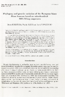 Bisoniana 119. Phylogeny and genetic variation of the European bison Bison bonasus based on mitochondrial DNA D-loop sequences